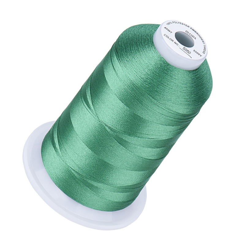 Simthread 5500Yds Embroidery Thread, 5000M High-Yardage 40WT 100% Polyester Thread - 170+ Vivid Colors, High-Speed Rated - Compatible with Brother, Singer, Janome & More - Dark Seafoam S050 - Image 1